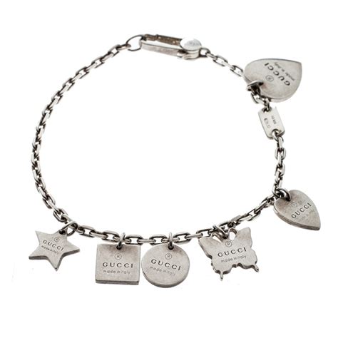 gucci pulseras|Gucci charm bracelet in silver.